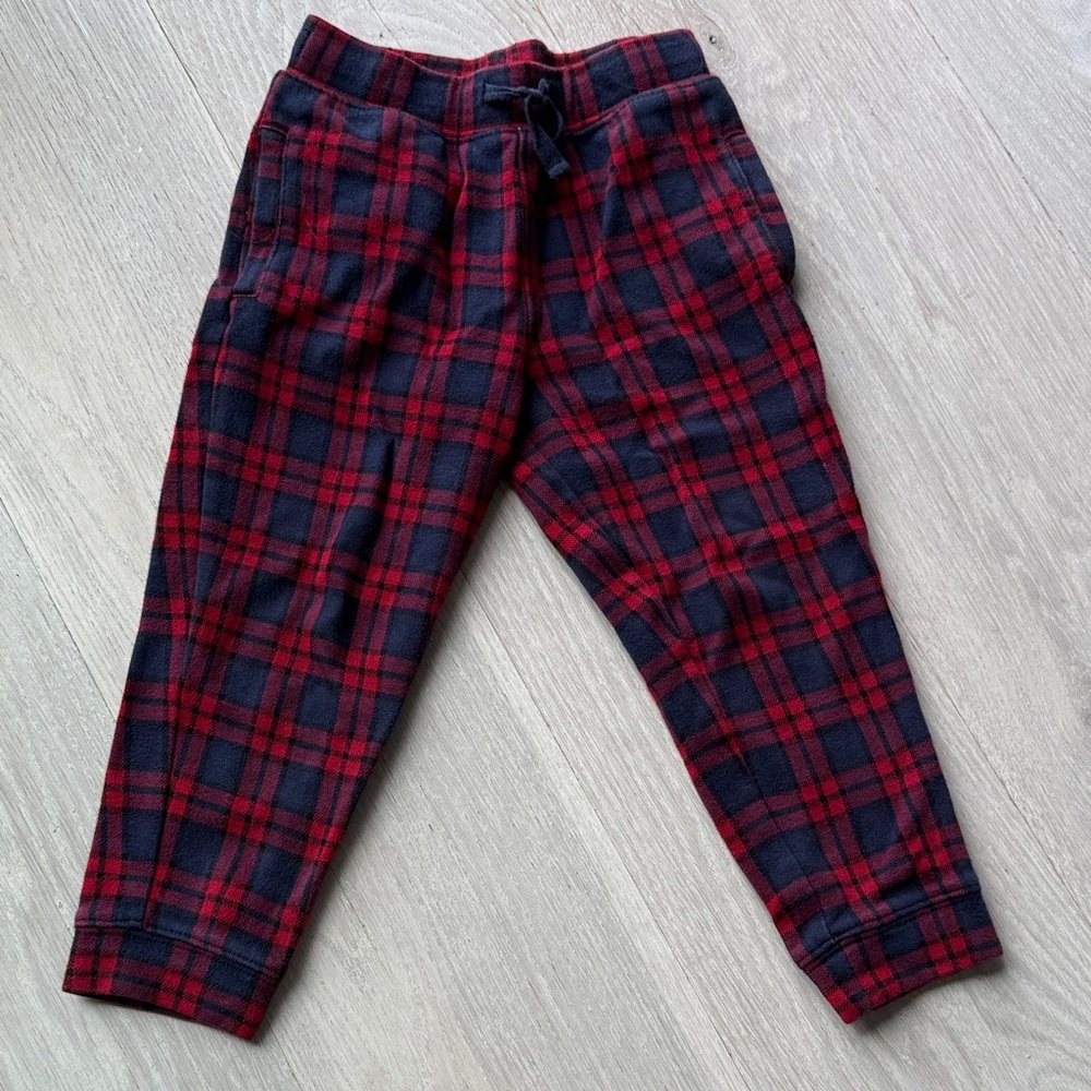 Janie and Jack Red and Black Plaid Joggers